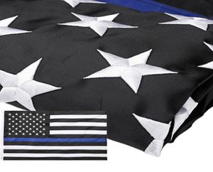 Thin Blue Line Flag 3x5 ft Embroidered Stars Sewn Stripes Sturdy Brass Grommets for American Police Flag Honoring Law Enforcemen3311811