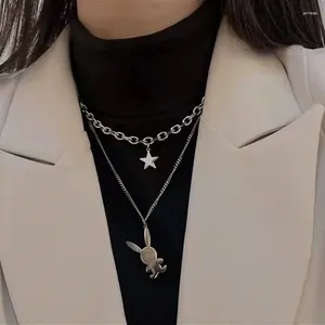 Pendant Necklaces Fashion Simple Punk Double Layer Star Necklace For Women Delicate Sweater Chain Trend Wedding Party Jewelry Gift