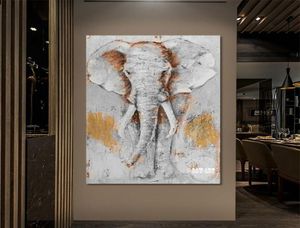 Paintings Contemporary Large Size 100 Handpainted Oil Painting Of Elephants Wall Pictures Artwork For Home Decoration Gift Unfra2715056