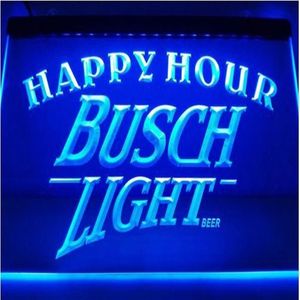 Busch Light 2 size Happy Hour Bar Beer pub club 3d signs LED Neon Sign184A3162