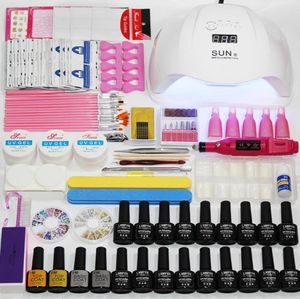 Conjunto de unhas gel esmalte kit uv led lâmpada secador 54w48w36w com 18 peças polonês conjunto para arte manicure ferramentas kit9685992