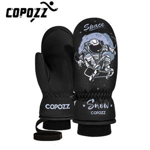 Ski Gloves COPOZZ Child Ski Gloves Thinsulate Winter Keep Warm Finger Mittens Cute Cartoon Winter Ultralight Snowboard Gloves Kids 231118