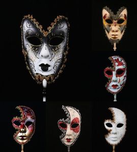 HD 6 Rodzaj Maska wenecka na Stick Mardi Gras Mask For Womenmen Masquerade Party Ball Ball Halloween Party Cosplay Favors Y2001037076456