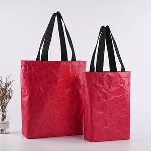 Storage Bags Retro Paper Bag Shopping Waterproof Fashion Literary Shoulder Washed Kraft BagLarge Women's