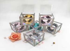 25mm Full Strip Mink Lashes Rhinestone Lash Package Crystal Clear Square Diamond Lash Boxes with Dramatic Eyelash5809895