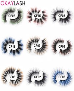 3D Natural Faux Mink Fake Colored Eyelashes soft Synthetic Halloween Party False Color Eye Lashes Costume Makeup7468812