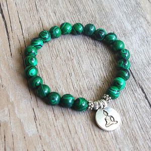 Charm armband diy handgjorda smycken malachite pärlstav armband yoga chakra bön mala buddha kvinnor män sträng