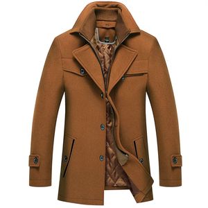 Herren Wollmischungen Brother Wang Winter Herren Dicke warme Wolljacke Doppelkragen Mode Lässig Slim Rotwein Trenchcoat Männliche Markenmantel 231120