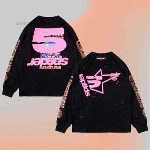 Spider Hoodie Sweatshirts Puff Pink SP5DER Tracksuit Real Photo Foam Print Hot Borr Diamonds