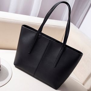 Trendy Tote Bag Simple Handbag PU Large Capacity Shopping Fashion Shoulder Bag