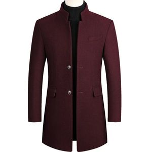 Misturas de lã masculina casaco de lã outono inverno médio longo blusão engrossado gola masculino trench coat abrigo hombre 231120