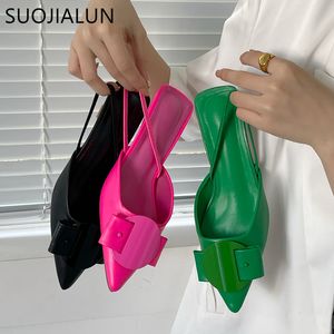 ربيع النساء suojialun 51fce slingback صندل أزياء القوس القوس الإبزيم المضخات مضخات أحذية رقيقة منخفض