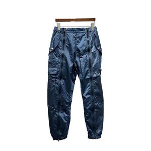 Calças masculinas de Topstoney Spring e outono Função Metal Nylon Pocket Bordge Bordge Calças casuais calças refletidas de estilo fino PJ031 Si