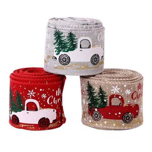 Christmas Decorations Christmas Tree Decoration Color Car Printing Ribbon Decorations New Year 5-10M/Roll Party Supplies Drop Delivery Dhhcu