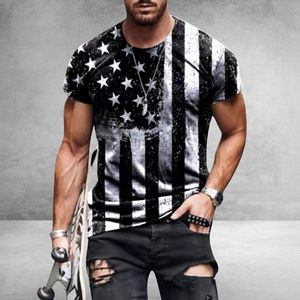 Camisetas de camisetas masculinas Tam camiseta American Flag Round Round Neck Cool Limsed Muscle Streetwear Roupas Men 230419