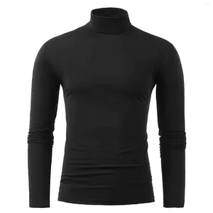 Homens camisetas Masculino Gola Alta Inverno Quente T-shirt Moda Roupa Interior Térmica Bottoming Blusa Básica Pulôveres Manga Longa Top