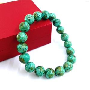 Strand 1pc Trendy Africa Turquoise 10mm Beads Elastic Bracelet For Woman Man Daily Wearing Christmas Gift