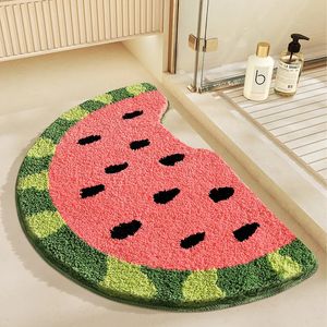 Matta vattenmelon badrumsmatta mjuk tuftad oregelbunden frukt vardagsrum tapis toalett kök dörröpp golvmatta sovsal hem dekor 231118