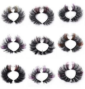 Färgade falska ögonfransar 3D Fluffy Faux Mink Color Eye Lashes Strip Wipsy Multicolored Fake Lash för Daily Christmas Cosplay Party 7386506