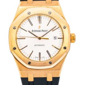 Audemar Pigue Watch Automatic Mechanical Movement Men's Wristwatch Piglet Silver Dial Rubber Band 15400OR - Rose Gold WN-XIKC