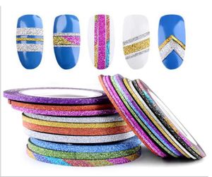 Zestaw dekoracji paznokci Charms 1 Roll 1mm2mm3mm Glitter Tape Tape do paznokci DIY Dekoracja Nail Naklejki Rolls9958994