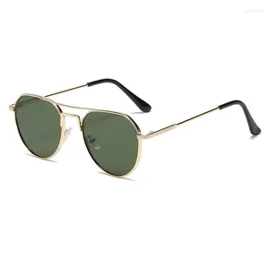 Sunglasses High Quality Design Oval Frame Women Men Classic Trend Ocean Color Green Alloy Sun Glasses Vintage Lady Male Eyewear