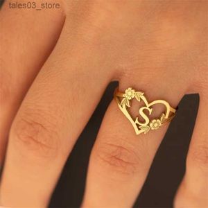 Wedding Rings Zciti Personalise Initial Rings Custom Rings A-Z Letters Adjustable Size For Women Gift Wedding Jewelry Set Q231120