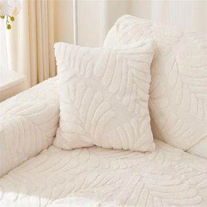 Chair Covers Soft Plush Sofa Towel Leaves Jacquard Sofas Cover Winter Warm Mat Anti-Slip Couch Living Room Multi-sizes