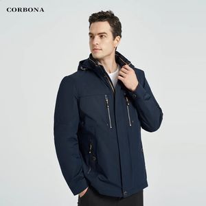 Мужские куртки CORBONA Style Oversize, осенняя хлопковая куртка, водонепроницаемая деловая повседневная мужская зимняя куртка, уличная съемная шапка, парка 231118