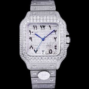 Carier Diamonds Silver Cz ZF Factory Watch Herren Luxusuhren Arabische Ziffern Missfox Square Mechanical Eta8215 Movement Full Iced Out Uhren Crystal Zircon Wrist