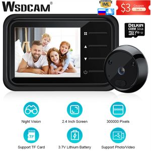 Дверные звонки WSDCAM Видеополок Дверной звонок камера 2.4 -дюймовый ЖК -дисплей IR Night Vision Video Eye Door Visual Door Door Smart Home Home Outdoor Camera 230419