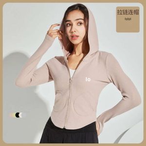 Lu Lu Align T-shirt Brand Coat New Sport Yoga Lemons Jacka Kvinnor Running Hooded Quick Dry Clotle Long Sleeve Fitness Clothing ll