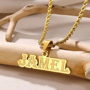 Pendant Necklaces Customized Rope Chain Detachable Name Necklace Womens Jewelry Personalized Carved Friend Gift 231120