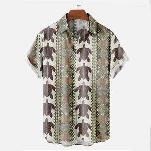 Camisas casuais masculinas camisa masculina impressões gráficas florais Tornna de mangas curtas Button-Down Prind Roupel Tropical Fashion boho
