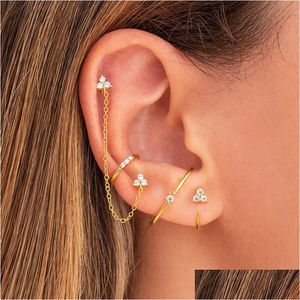 Stud Stainless Steel Cubic Zirconia Ear Studs Earrings For Women Triangle Pendant Cartilage Piercing Jewelry Drop Delivery Je Dhgarden Otkep