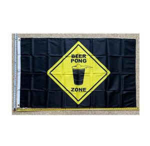 Beer Pong Zone 3x5ft Flags 100d Polyester Banners Inomhus utomhus livlig färg Hög kvalitet med två mässing GROMMETS3951815