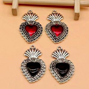 Charms 4pcs Duże szkliwa Milagro Ex Voto Heart Święty religijny majsterkowicz Chrześcijański naszyjnik akcesoria biżuterii