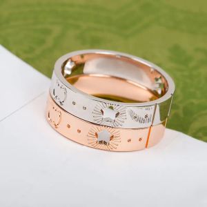 Designer Rings for Women Men Star Cut-out Rings Narrow Top Stainless Steel Engagement Jewelry Lovers Gift Three Colors