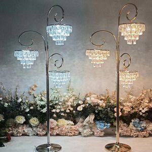 Upscale Wedding Decoration Acrylic Crystal Lamp Road Cited Props 170CM Height Metal Stand For Party Event Site Layout 4Pcs