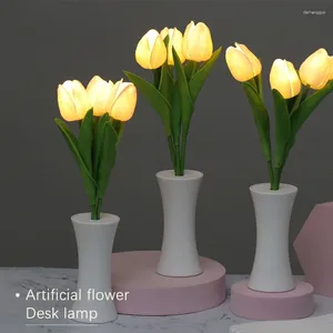 Vaser Creative Gift Mini Nightlight Homestay Decoration Imitation Tulip Desktop Lamp Ins Girl Table