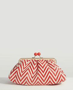 Evening Bags Ladies Vintage Red and White Striped Dinner Clutch Bag Original Wooden Clasp Grab Por Parties Weddings Clubs Dinners 231120