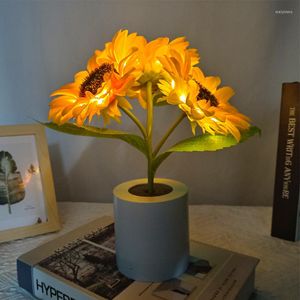 Night Lights LED Sunflower Table Lamp Light USB Rechargeable Bedroom Decorative For Kids Friend Birthday Holiday Gift