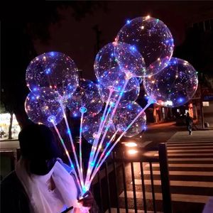 Palloncini Bobo luminosi a LED da 20 pollici con corda luminosa Palloncino trasparente Decorazioni per festival Compleanno Matrimonio San Valentino Articoli per feste