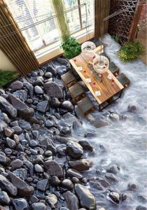 Bakgrundsbilder Anpassade PO 3D Bakgrund River Stone Badrum Golvplattor Interiör Mural