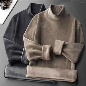 Magliette da uomo Uomo Inverno Autunno Top Peluche double-face Collo alto Manica lunga Pullover elastico Caldo Felpa allentata casual