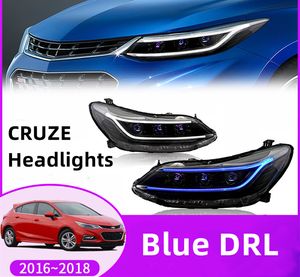 Автомобильные светодиодные фары в сборе для CRUZE 20 16-20 19 Bule DRL, автостайлинг, передние фары, аксессуары, фонари