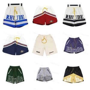 Designer Rhude Shorts masculinos SUER FATHA PRAIA MEN MEN MENINO RUA DE RUA RED RED AZUL BLAT BLAT PONTS PONTES Mens soltas Tamanho curto S-XL