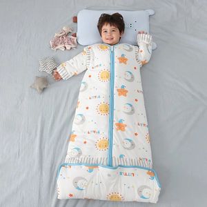 Sleeping Bags Baby Bag Detachable Sleeve Wearable Blanket Warm Infant Organic Toddler Sleepsack Bedding ick Quilt 0 12 Years Old 231120