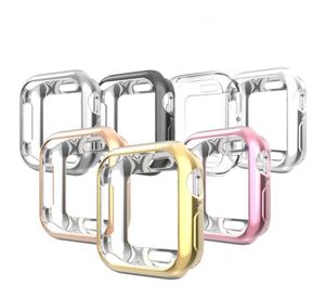 Pour Apple Watch Case Housse en TPU Ultra Thin Iwatch 7 6 5 4 3 2 1 Cases Placage couvre 38mm 42mm 44MM 40mm protecteur anti-rayures s8675058