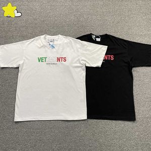 Men's T-Shirts Italian Flag Vetements T-shirt Men Women 1 1 B Quality Spring Summer Color Letters Oversized Casual VTM Embroidery Top T